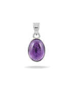 Sterling Silver Amethyst Cabochon Pendant – Natural February Birthstone Boho Jewelry