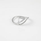 Sterling Silver CZ Leaf Ring, Nature Inspired Stacking Band, Adjustable Promise Jewelry