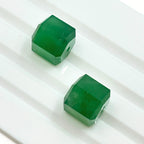 Faceted Green Onyx Cube Beads, 10mm Gemstone Pair