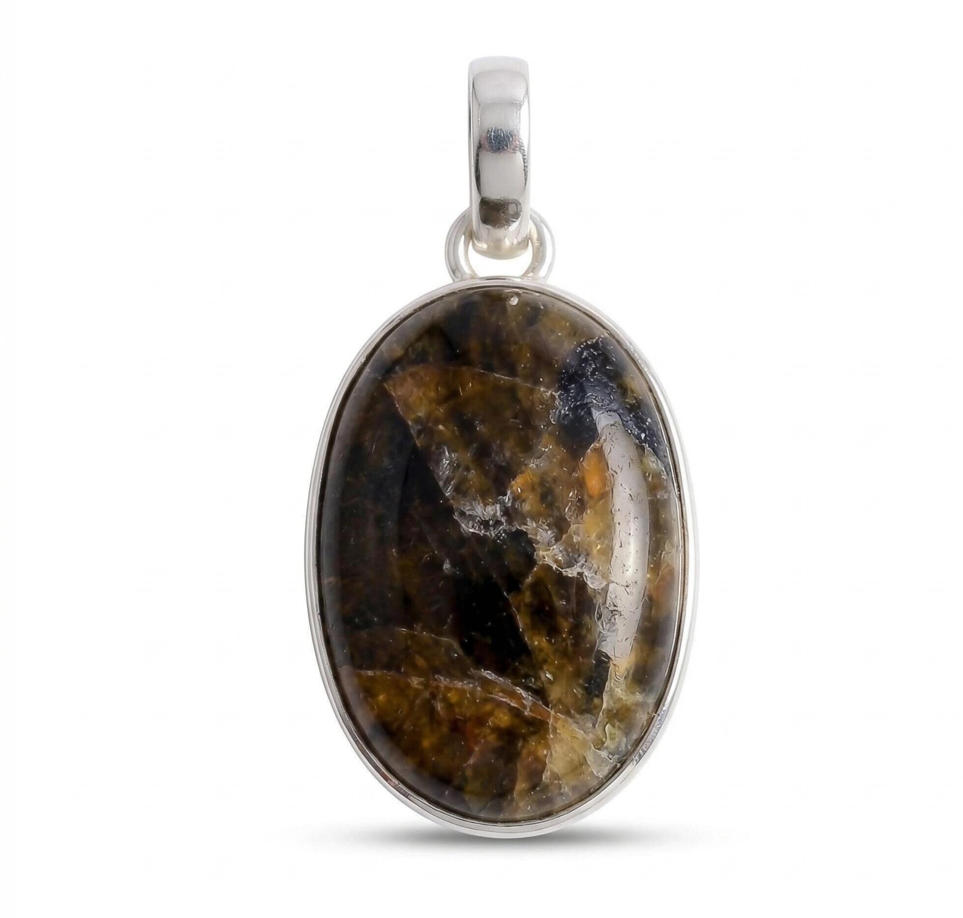 Labradorite Oval Pendant: Sterling Silver Celestial Necklace