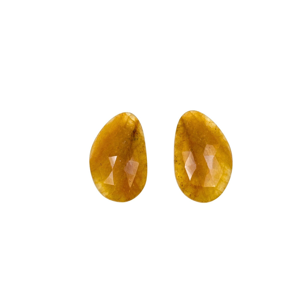 Untreated Sapphire Gemstone Slices: Rose Cut Pair, Flat Back