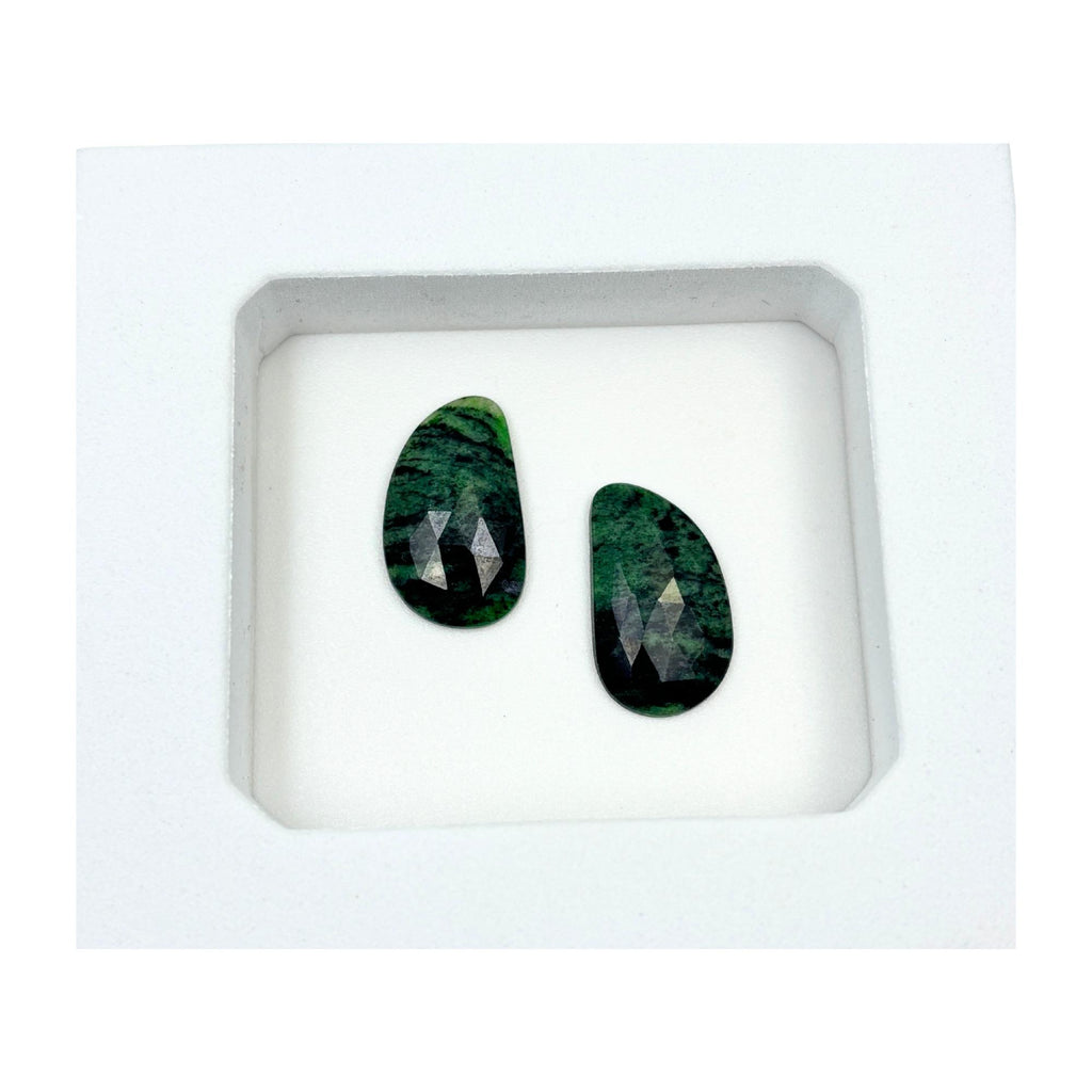 Rose Cut Sapphire Slices: Natural Untreated Gemstone Pair for Jewelry