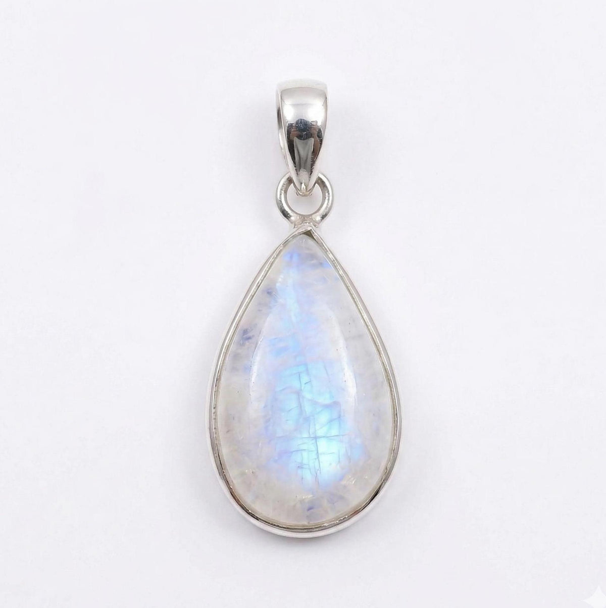 Teardrop Moonstone Pendant – 925 Sterling Silver Boho Gemstone Necklace
