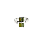 Raw Green Tourmaline Bar Sterling Silver Ring | Handmade Gemstone Stacking Ring | Minimalist Modern Jewelry