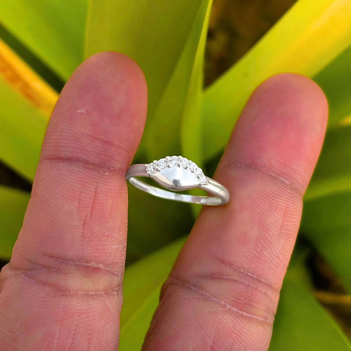 925 Sterling Silver CZ Halo Ring - Dainty Pavé Navette Design, Minimalist Promise Ring, Elegant Cubic Zirconia Stacking Jewelry Gift for Her