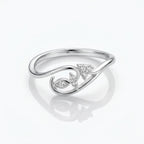 White Gold Floral Diamond Leaf Ring – Nature Inspired Open Band Cluster