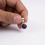 Sterling Silver Round Amethyst Pendant – February Birthstone, Natural Purple Gemstone Jewelry