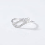 925 Sterling Silver CZ Wave Ring, Swirl Flower Band, Minimalist Stacking Promise Ring