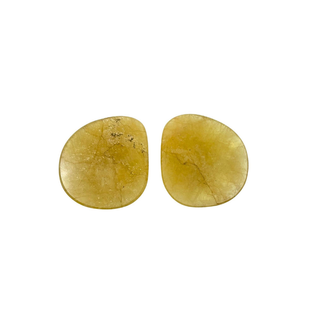 Rose Cut Yellow Sapphire Gemstone Slices: Natural Untreated Pair