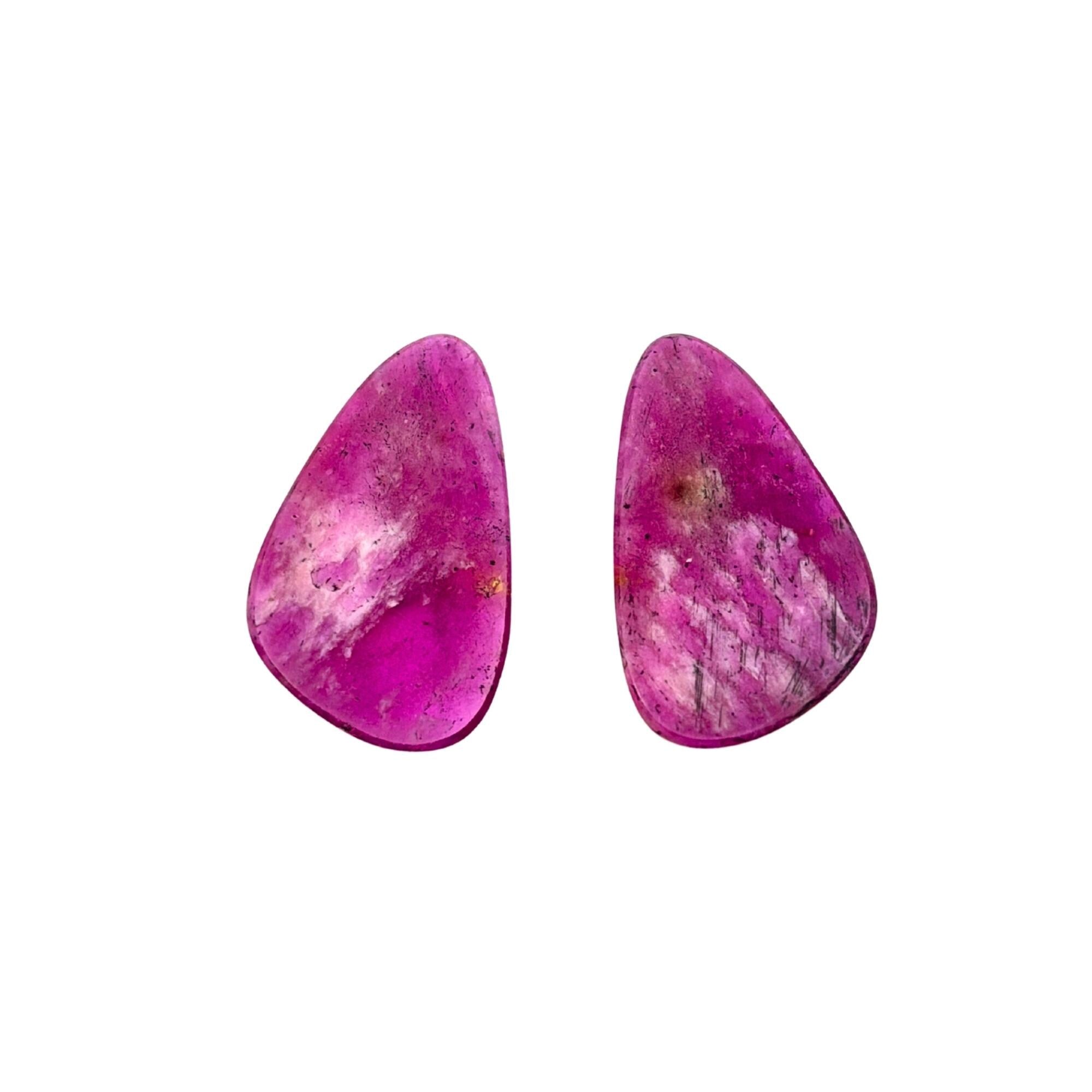 Rose Cut Sapphire Slices: Natural Untreated Gemstone Pair