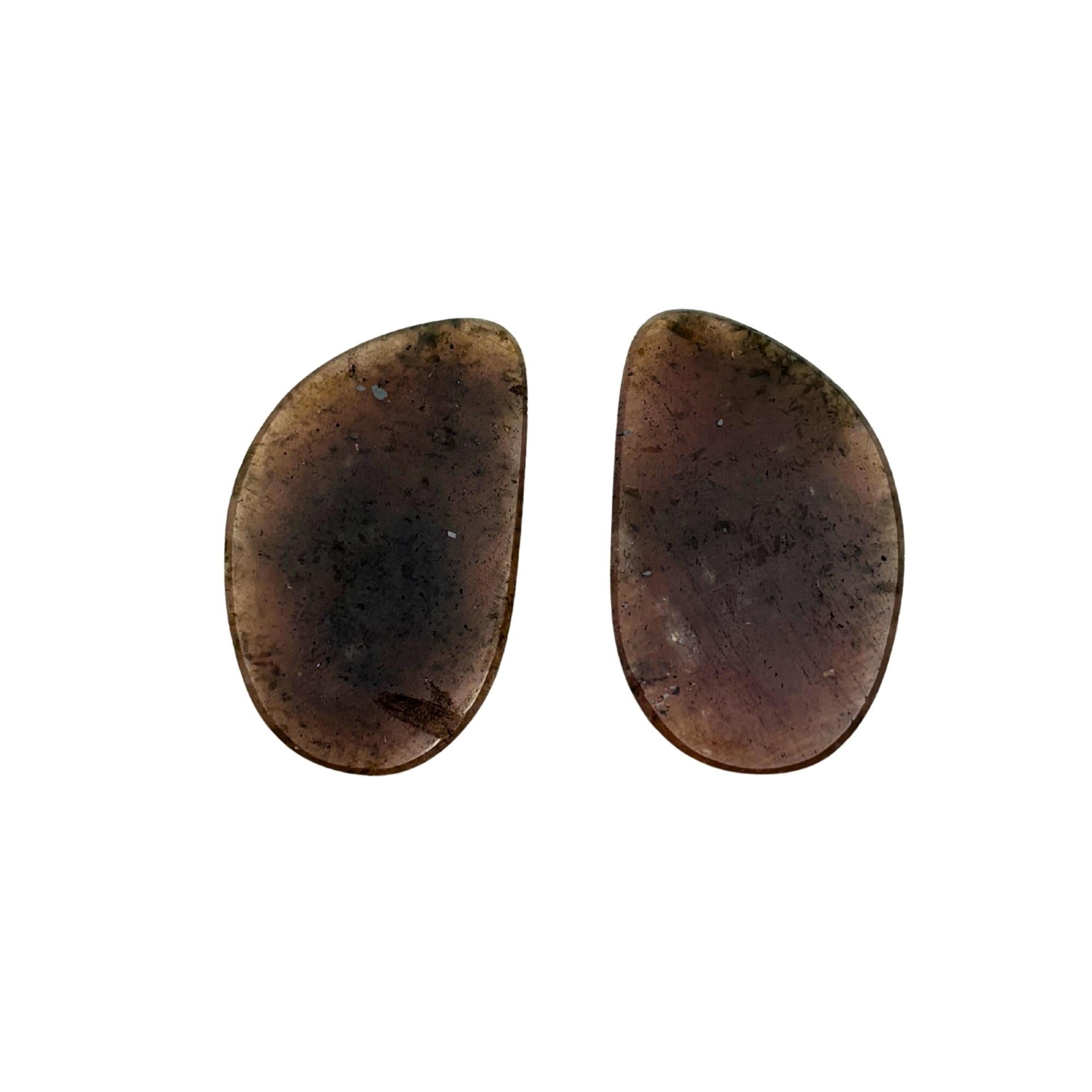 Rose Cut Sapphire Gemstone Slices: Untreated Natural Pair