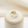Natural Citrine Round Ring | 925 Sterling Silver | November Birthstone | Minimalist Gemstone Band | Handmade in Jaipur