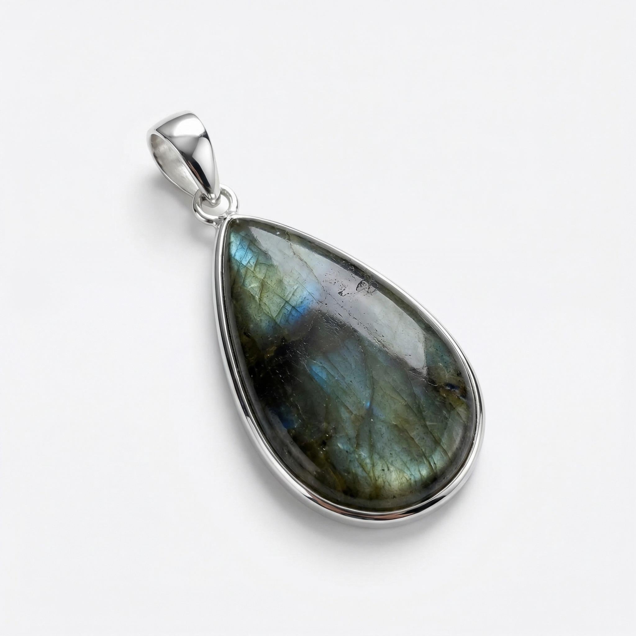 Labradorite Pendant: Sterling Silver Celestial Necklace
