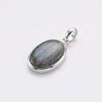 Labradorite Oval Pendant: Sterling Silver Celestial Necklace