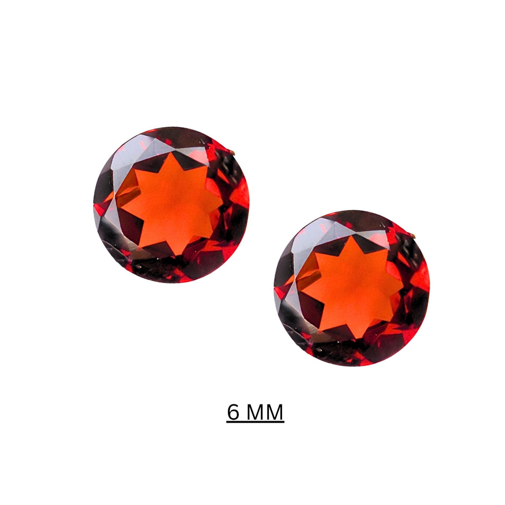 AAA Garnet Gemstone Pair: 6mm Round Cut, Loose Red Garnets