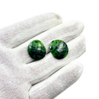 Rose Cut Green Sapphire Gemstone Slices: Natural Untreated Jewelry Pair