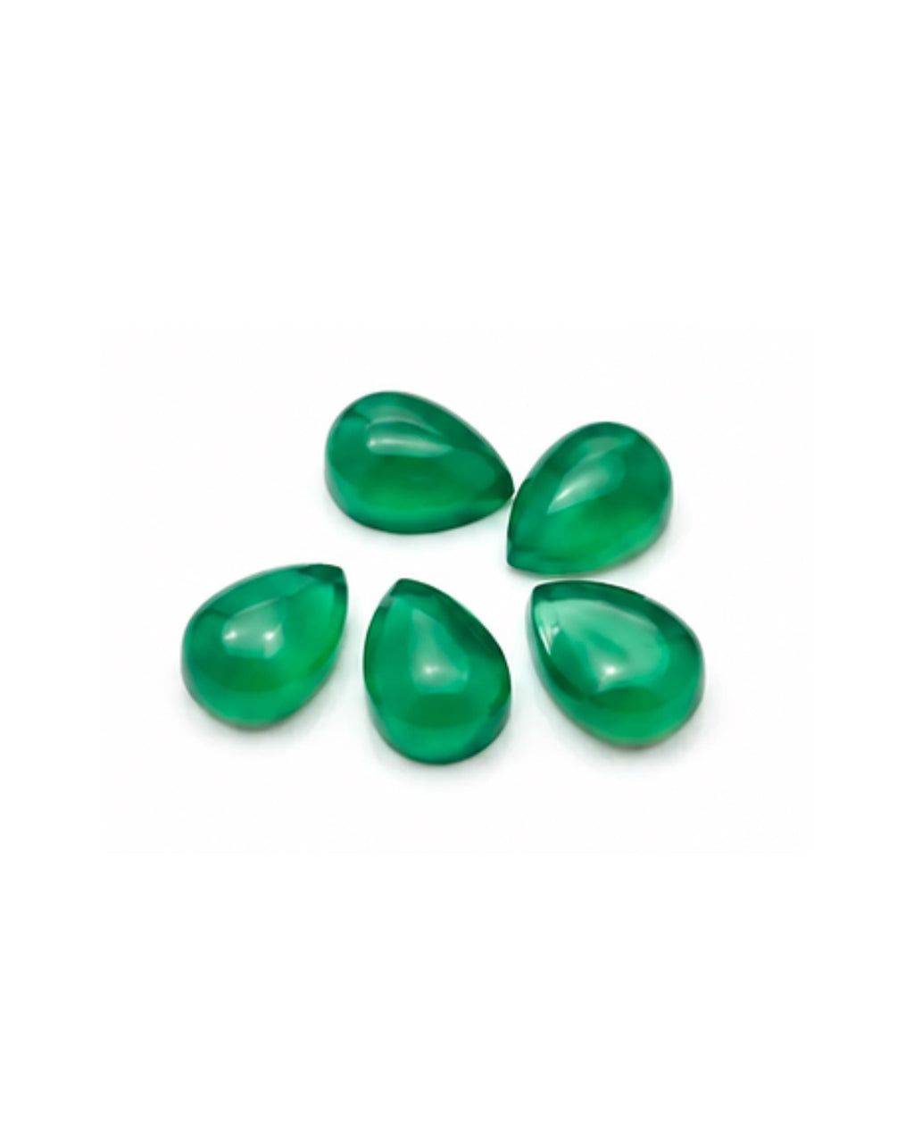 Natural Green Onyx Cabochons Smooth Pear Shape Loose Gemstone Cabs for Jewelry Making