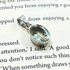 Green Amethyst Oval Pendant in 925 Sterling Silver – Faceted Solitaire Necklace Charm, Minimalist Light Green Gemstone Jewelry Gift for Her