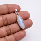 Marquise Moonstone Pendant – Sterling Silver Boho Gemstone Necklace