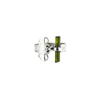 Raw Green Tourmaline Bar Ring: Adjustable Sterling Silver Boho Jewelry