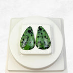 Natural Green Sapphire Slices: Rose Cut Gemstone Pair, Jewelry Making