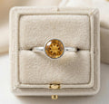 Citrine Ring: Minimalist Sterling Silver Gemstone - November Birthstone