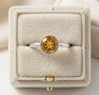 Citrine Ring: Minimalist Sterling Silver Gemstone - November Birthstone