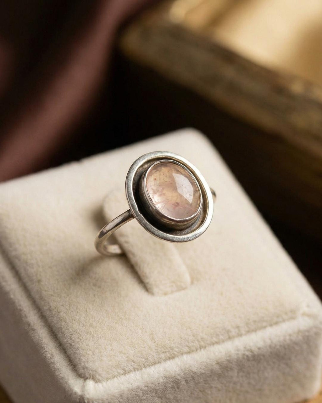 Oxidized Sterling Silver Rose Quartz Ring: Handmade Boho Jewelry