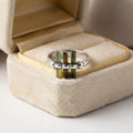 Raw Green Tourmaline Bar Ring: Sterling Silver Minimalist Stacking Ring