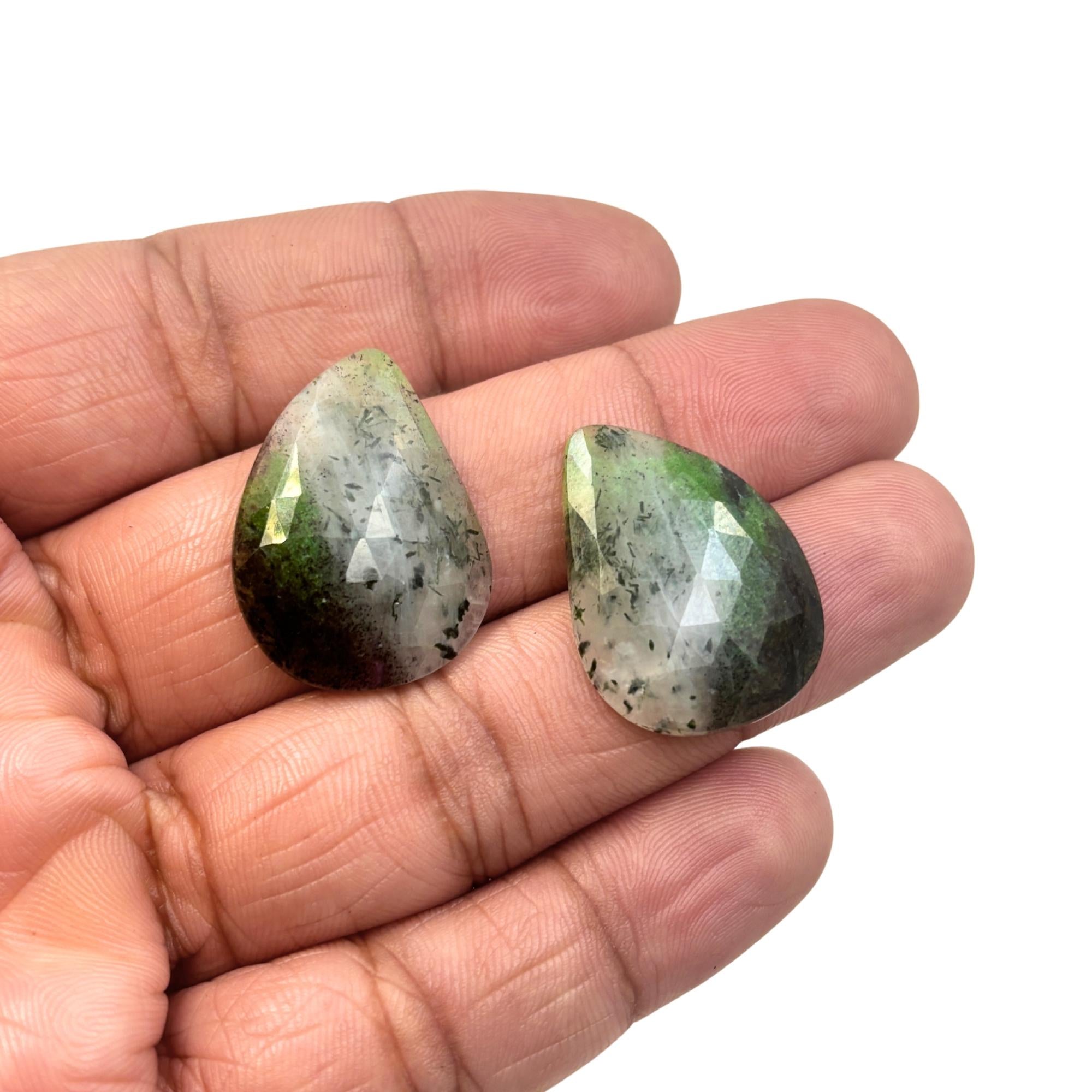 Untreated Sapphire Rose Cut Slices: Natural Gemstone Pair for Jewelry