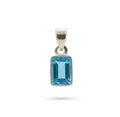 Emerald Cut Blue Topaz Pendant – Minimalist Sterling Silver Sky Blue Necklace