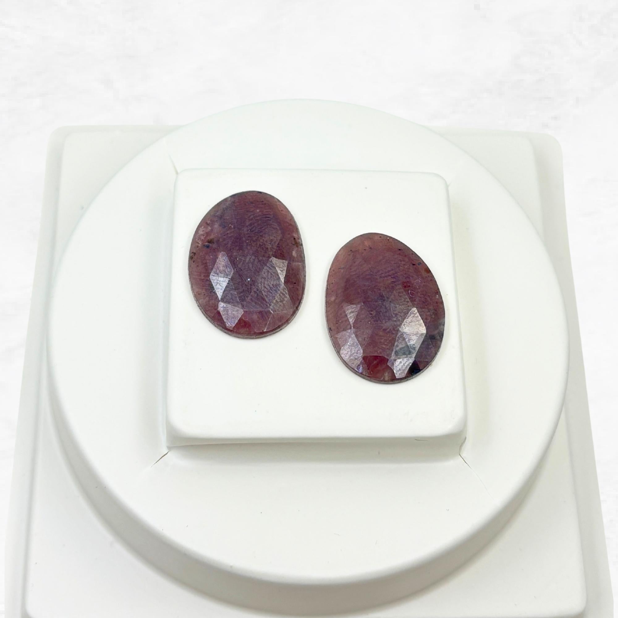 Rose Cut Sapphire Slices: Untreated Gemstone Pair, Jewelry Making