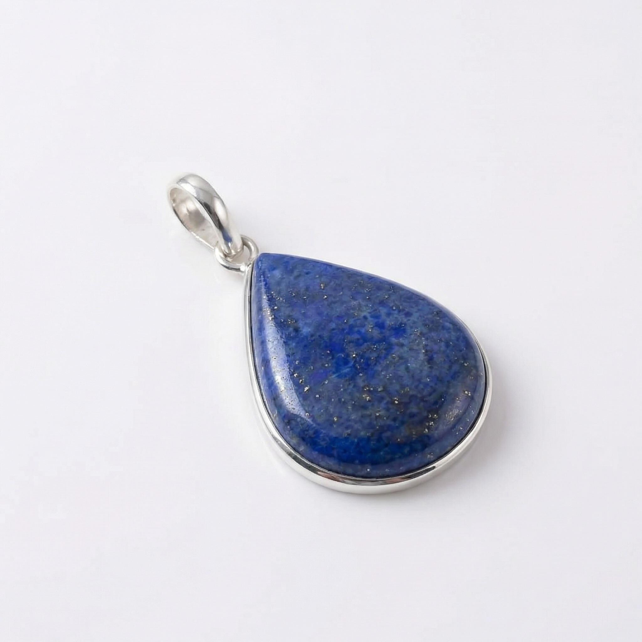 Natural Lapis Lazuli Teardrop Pendant – Sterling Silver Boho Cosmic Charm