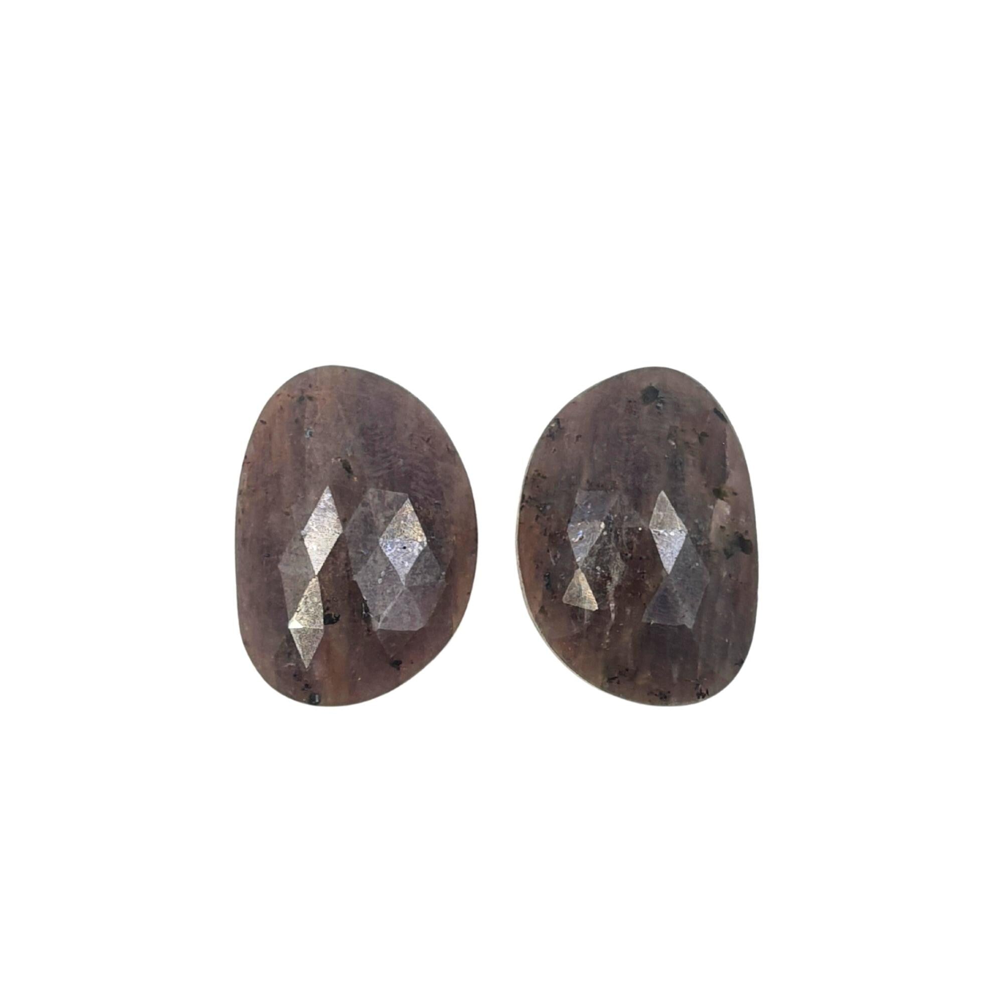 Rose Cut Sapphire Slices: Natural Untreated Gemstone Pair
