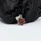 Round Garnet Solitaire Pendant in 925 Sterling Silver – Deep Red January Birthstone Necklace, Minimalist Gemstone Jewelry Gift for Her