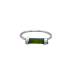 Raw Green Tourmaline Bar Ring: Handcrafted Sterling Silver Minimalist Ring