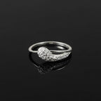 Sterling Silver CZ Teardrop Ring, Pavé Tapered Band, Boho Stackable Jewelry