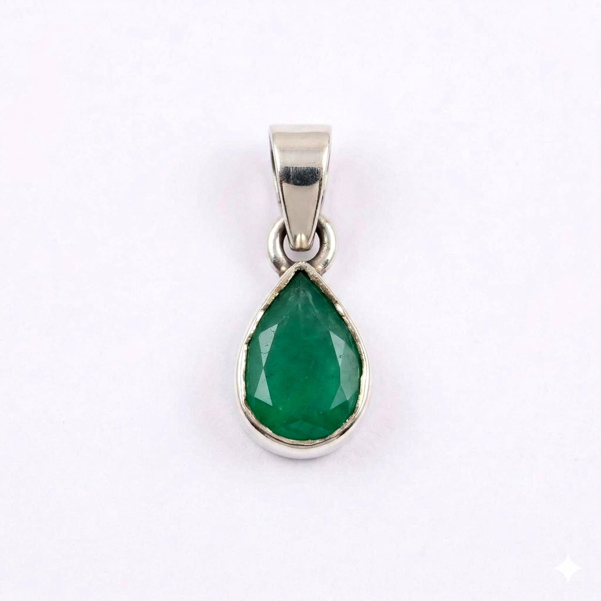 Green Onyx Teardrop Pendant – Faceted 925 Sterling Silver Charm