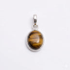 Tiger Eye Pendant Necklace: 925 Sterling Silver, Golden Brown Crystal