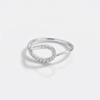 925 Sterling Silver Open Teardrop Ring, CZ Dainty Stackable Band Gift