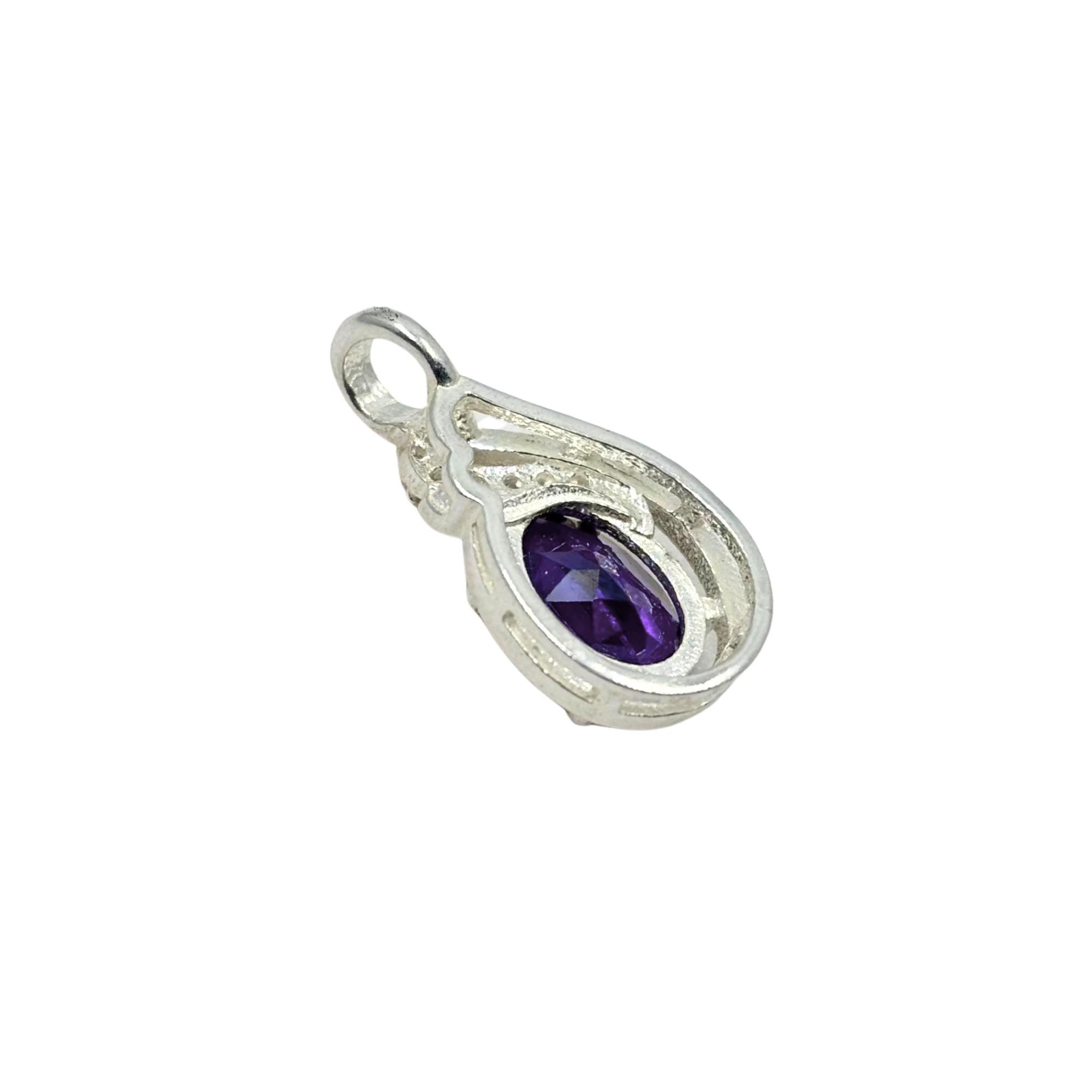 Amethyst Oval CZ Pendant in 925 Sterling Silver – Elegant Purple Gemstone Necklace, Sparkling February Birthstone Jewelry Gift for Her