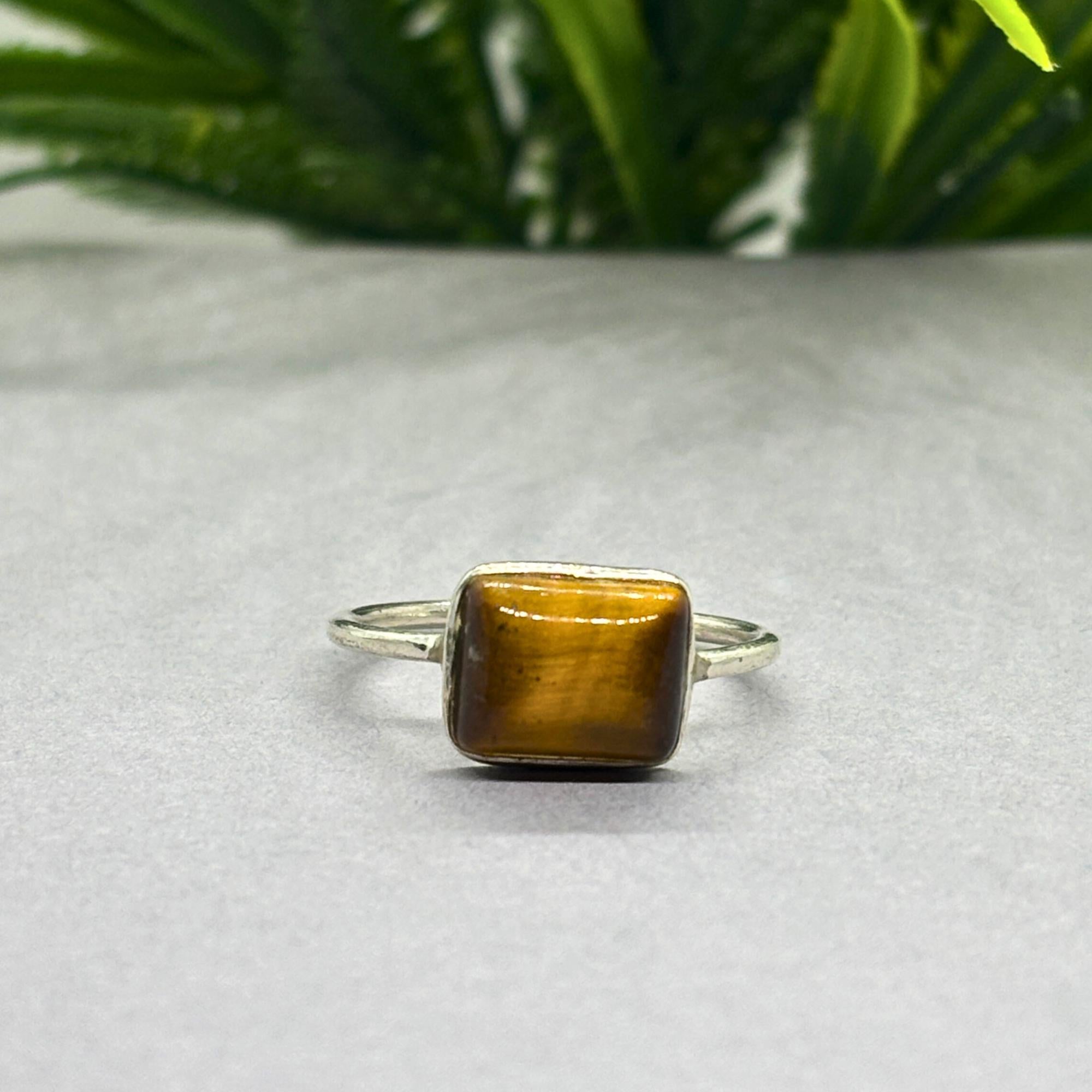 Natural Tiger Eye Ring | 925 Sterling Silver | Gemstone Band | Handmade Ring Jaipur