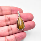 Tiger Eye Pendant Necklace, 925 Sterling Silver Golden Brown Gemstone Pendant, Boho Crystal Jewelry Gift for Her