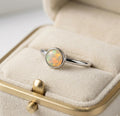 Opal Round Ring – 925 Sterling Silver, Natural Opal Cabochon, Handmade Statement Jewelry