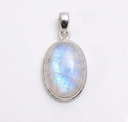 Oval Moonstone Pendant – Sterling Silver Boho Gemstone Necklace