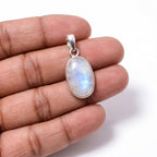 Oval Moonstone Pendant – Sterling Silver Boho Gemstone Necklace