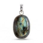 Labradorite Oval Pendant: Sterling Silver Celestial Necklace