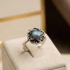 Labradorite Star Ring: Adjustable Sterling Silver Celestial Jewelry
