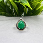 Natural Green Onyx Ring | 925 Sterling Silver | Boho Gemstone Band | Handmade Jaipur