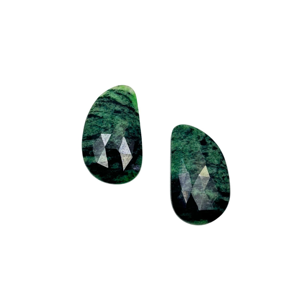 Rose Cut Sapphire Slices: Natural Untreated Gemstone Pair for Jewelry
